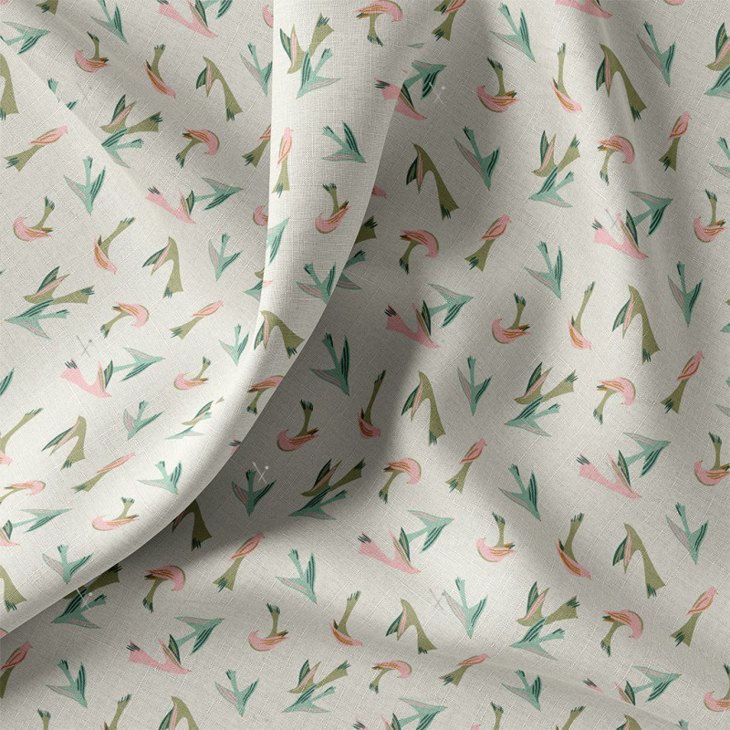 Printed Cotton VOLTIGE Ecru / Green